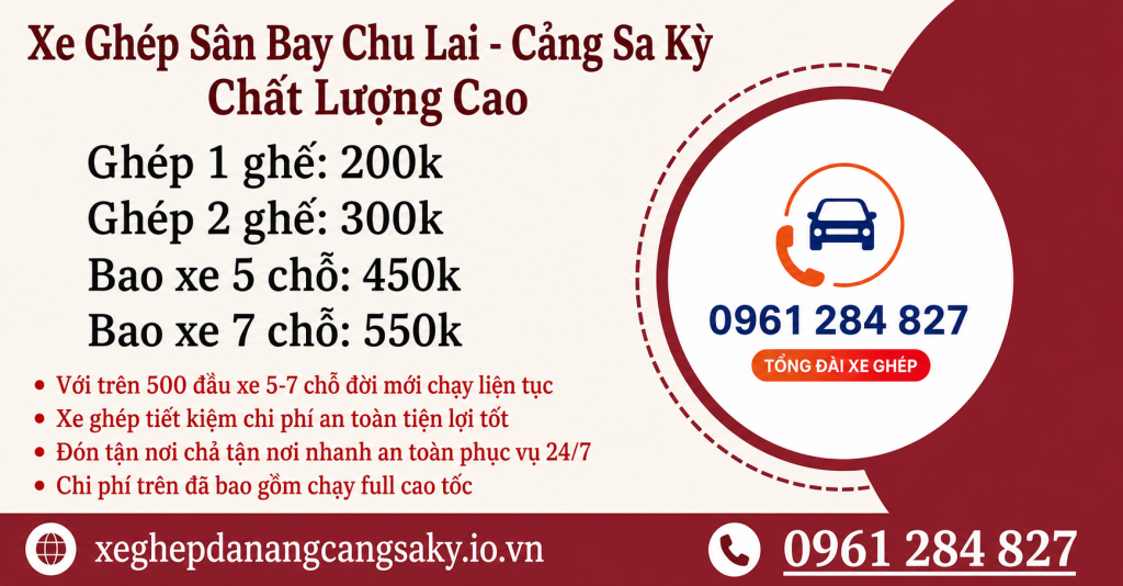 Xe Ghép Sân Bay Chu Lai Cảng Sa Kỳ